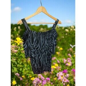 Amy Byer Girls’ Zebra Print Off-Shoulder Top – Size Medium